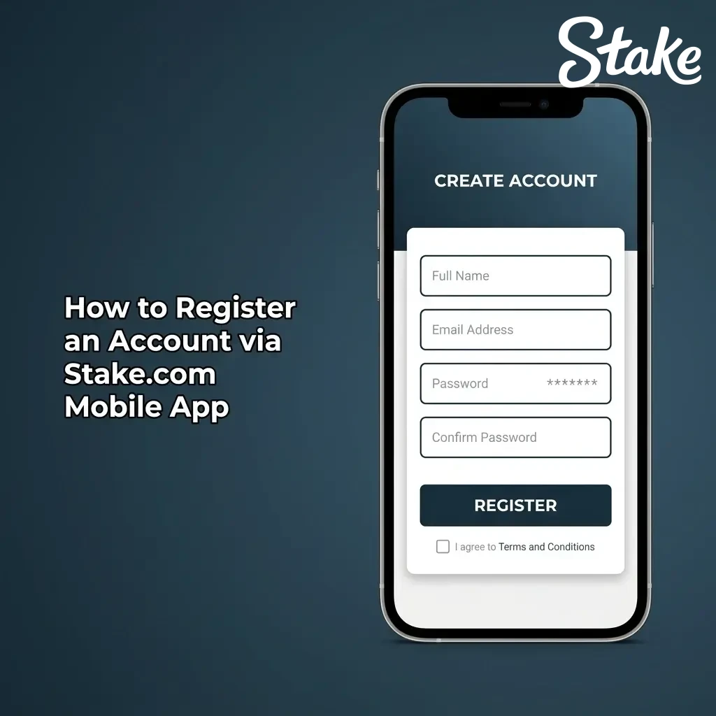 Step-by-step account registration screen on the Stake.com mobile app for Indian users.