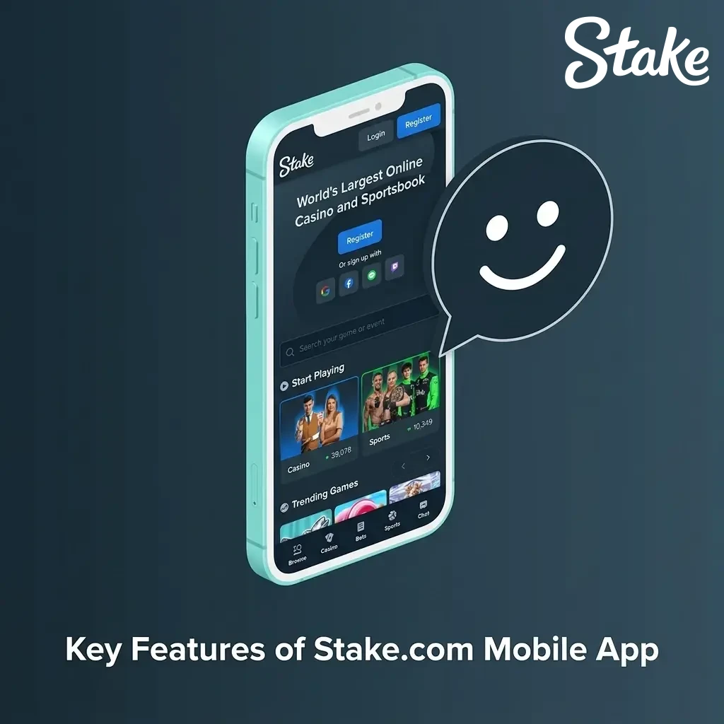 Stake.com mobile app features for Indian players, including crypto support, INR display, promotions, and casino games.