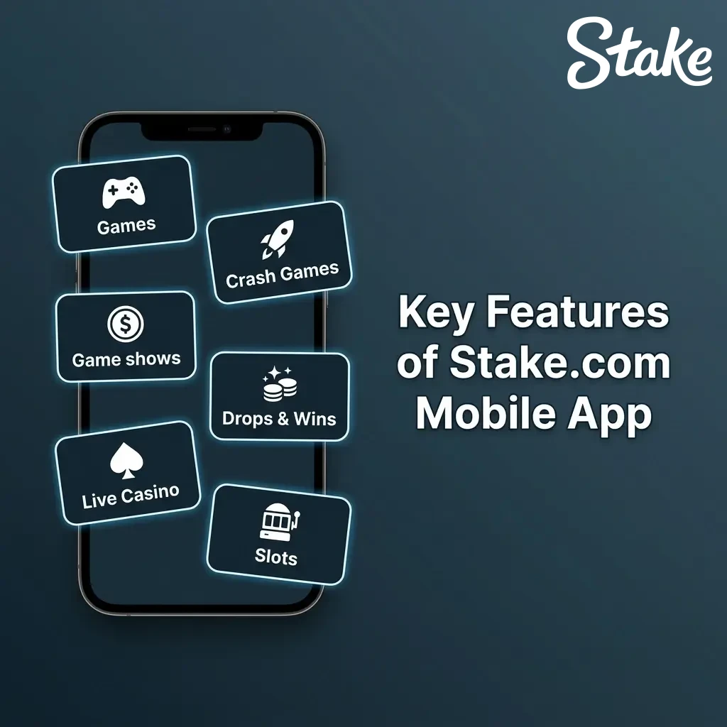 Stake.com mobile app features for India including UPI payments, INR betting, casino games, bonuses, and 24/7 support.