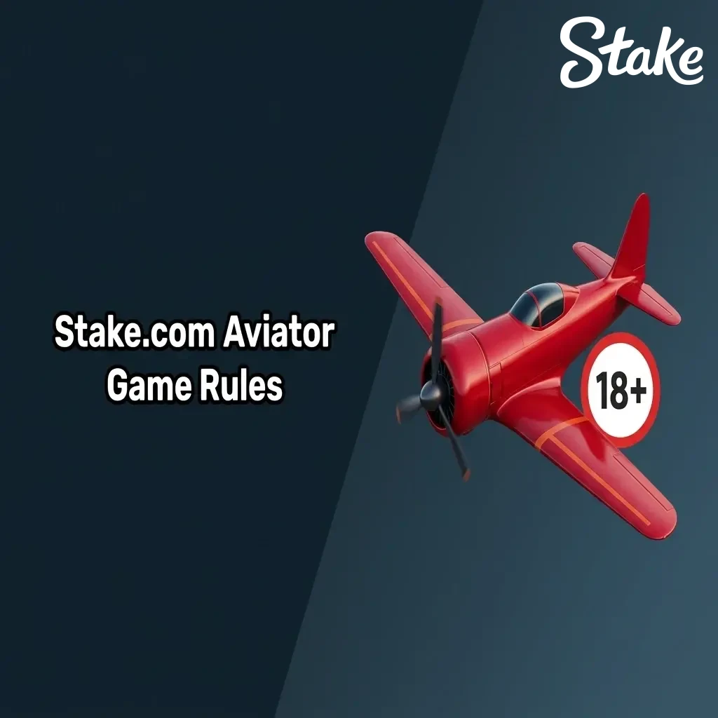 Stake.com Aviator game rules showing a red airplane, increasing win multipliers, and cash out betting mechanics.