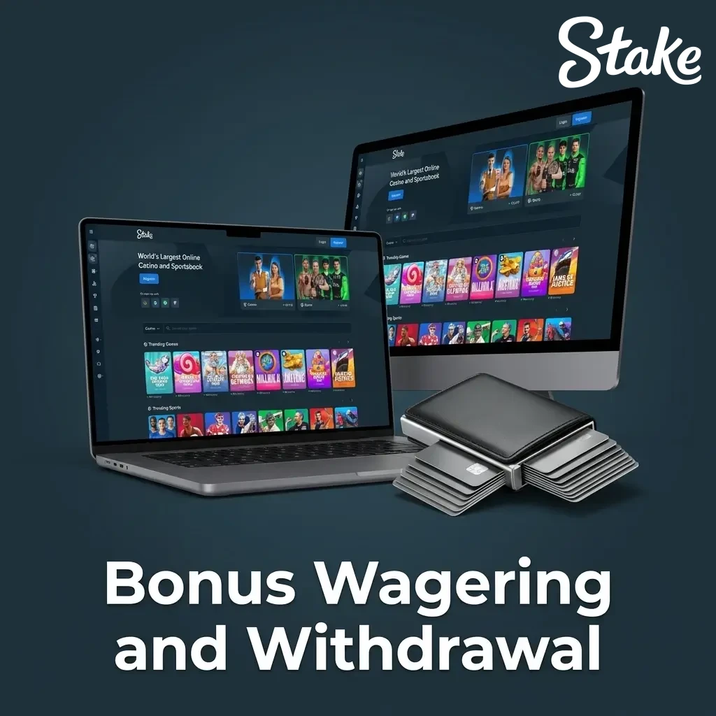 Guide to Stake.com bonus wagering rules, rollover conditions, and withdrawal of promotional funds.