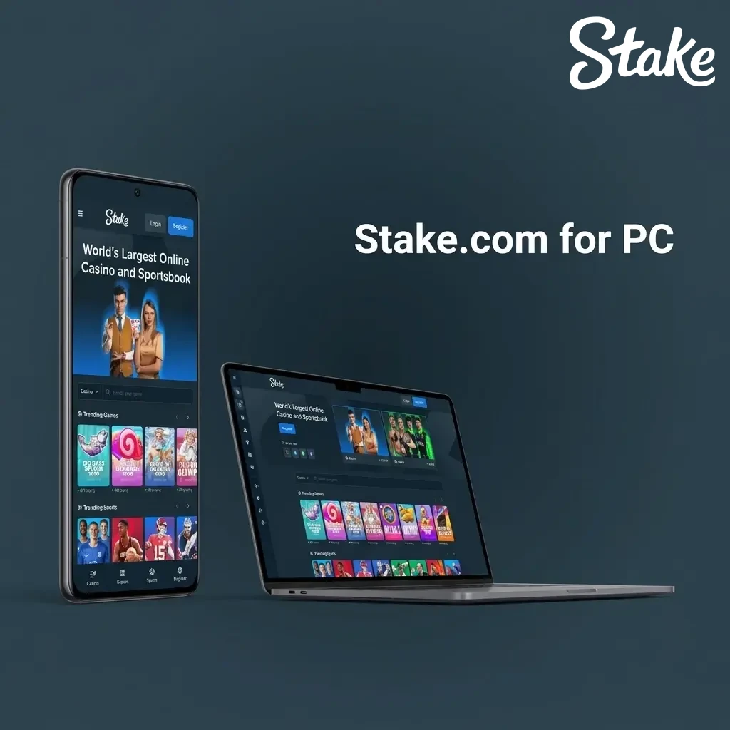 A PC screen displaying Stake.com accessed via a web browser for online casino betting.