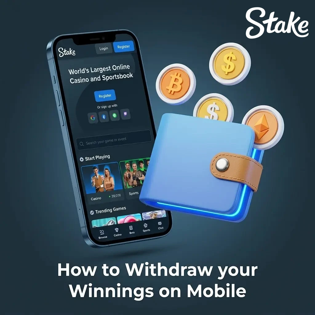 Mobile screen displaying steps to withdraw cryptocurrency winnings to a personal wallet.