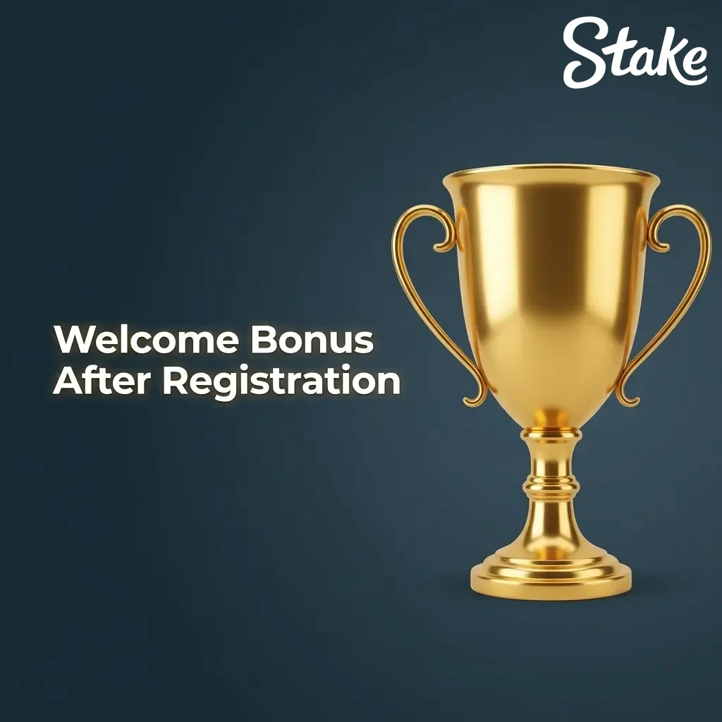 Stake registration welcome bonus for casino and sports betting, featuring Daily Races and Raffles.