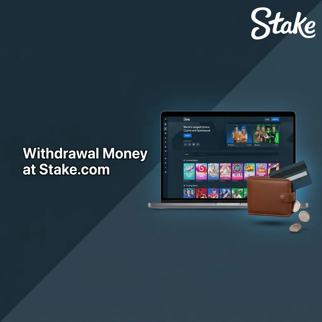 Step-by-step guide to the Stake.com money withdrawal process via the cashier section.